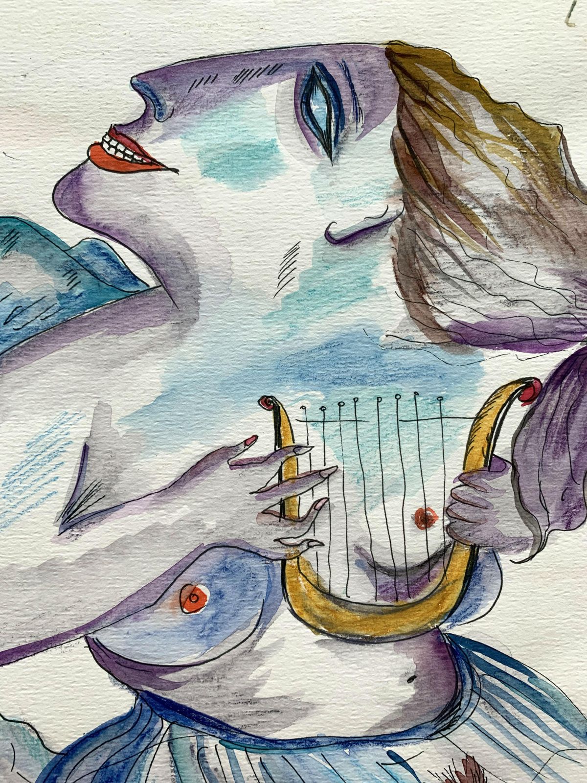 Hanna Bakułacalliope   Xxi Century, Watercolour Figurative, Colourful, Mythology2018 photo for sale