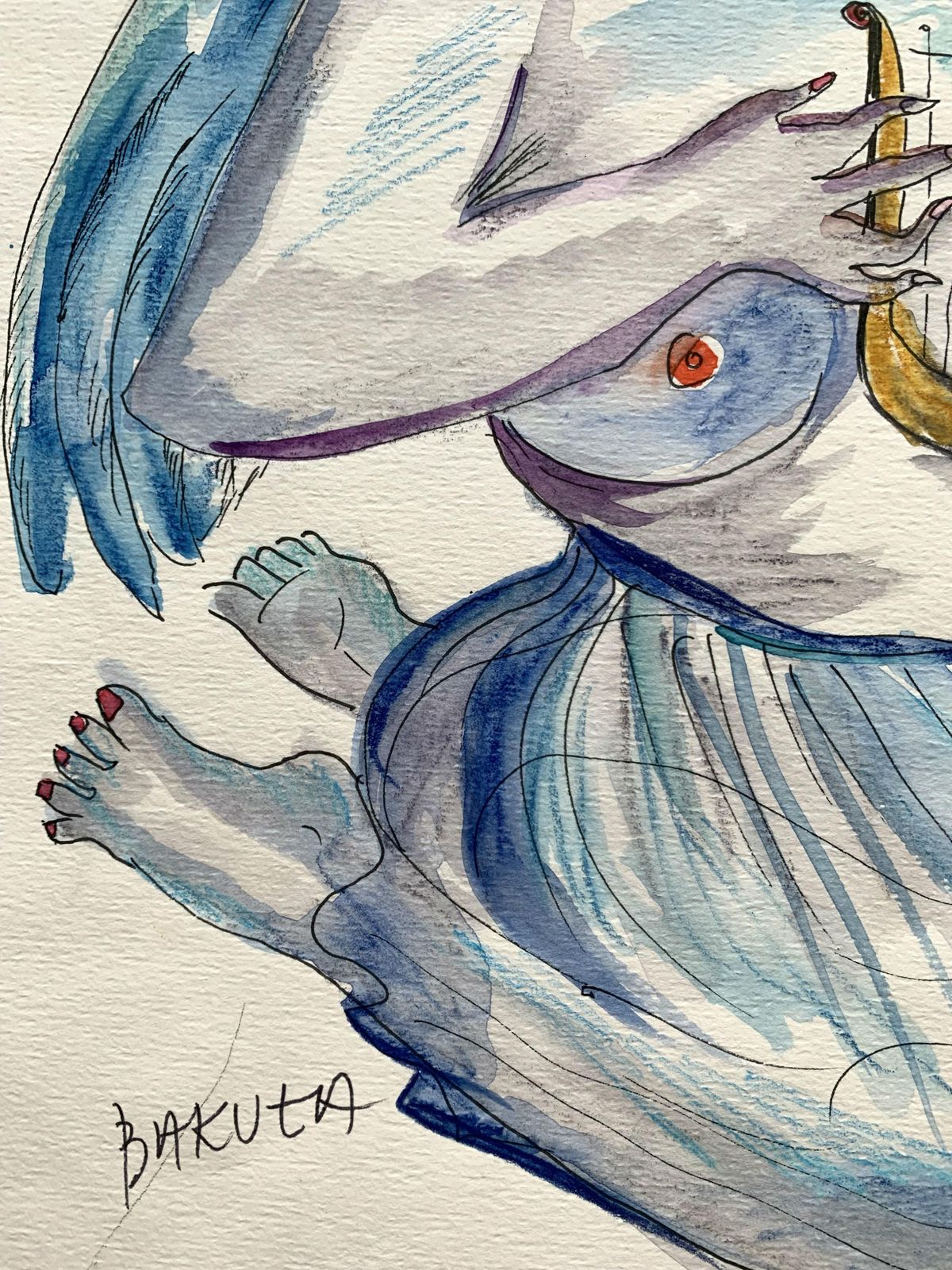 Hanna Bakułacalliope   Xxi Century, Watercolour Figurative, Colourful, Mythology2018 photo Art