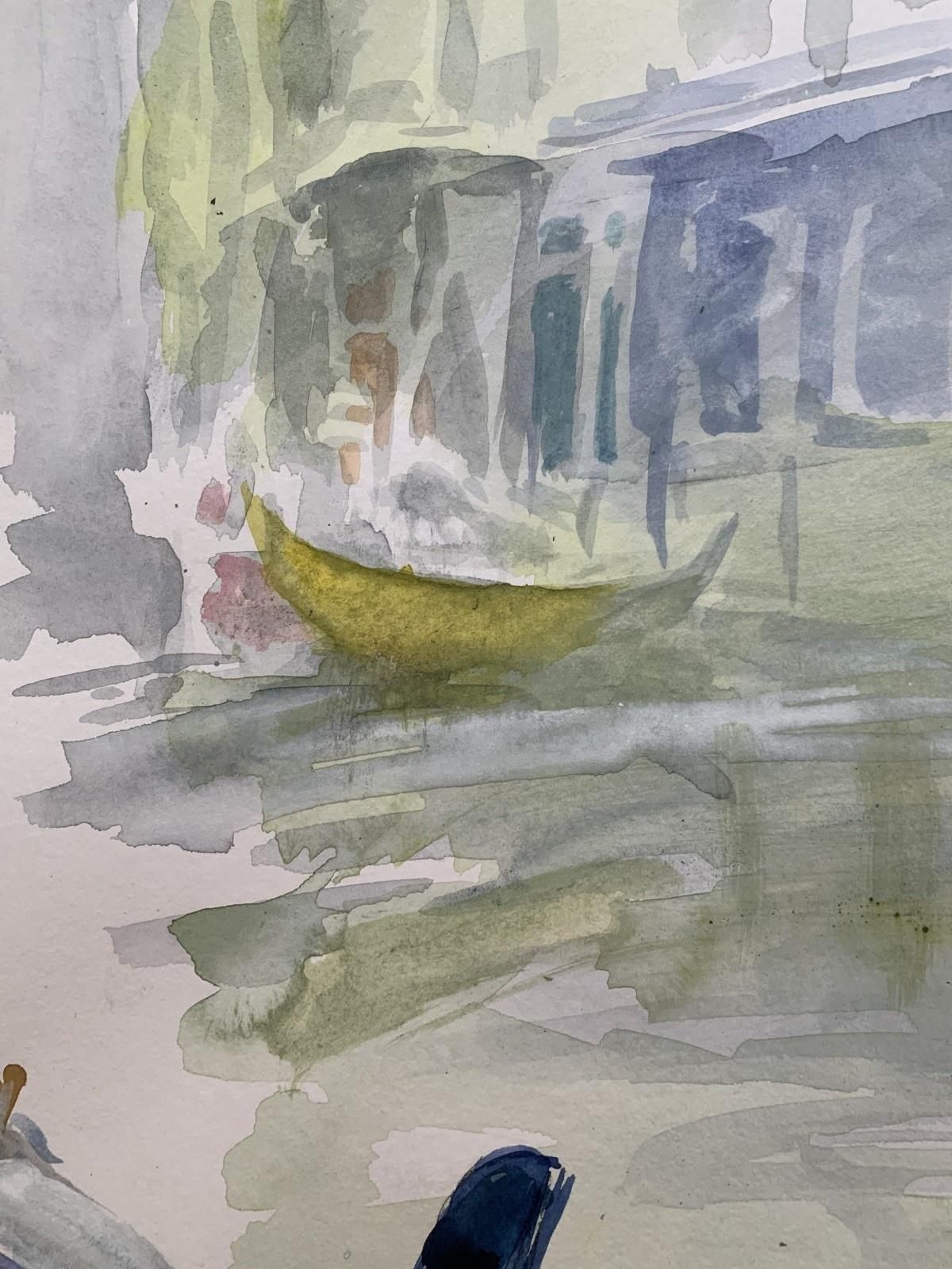 Włodzimierz Karczmarzykvenice, Gondola On A Stop. Watercolor, Realistic, Classic, Polish Artist2010 photo Art