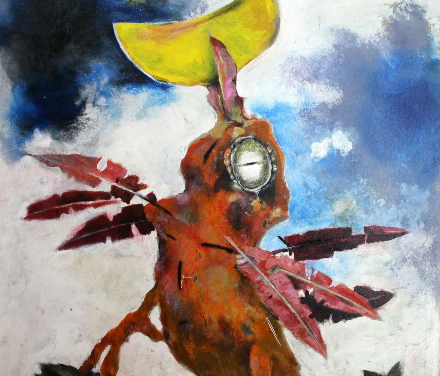 Andrzej Kreutz Majewskibird With Moon   Contemporary Acrylic Painting, Animal, Grotesque2008 photo for sale