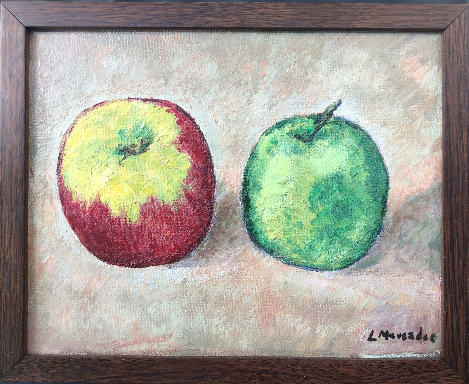Lluis Mercader Fruit Still Life Original Oil On Canvas Painting C.1955 photo furniture