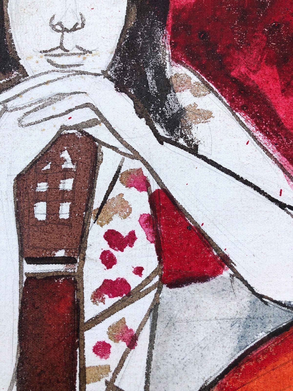 Jordi Curos Woman Posing With Guitar Mixed Media Painting 1979 photo 300.0