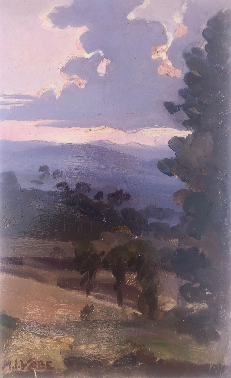 Manuel Isidor Valle Micolauspanish Landscape Oil On Board Painting Spain Impressionismc.1925