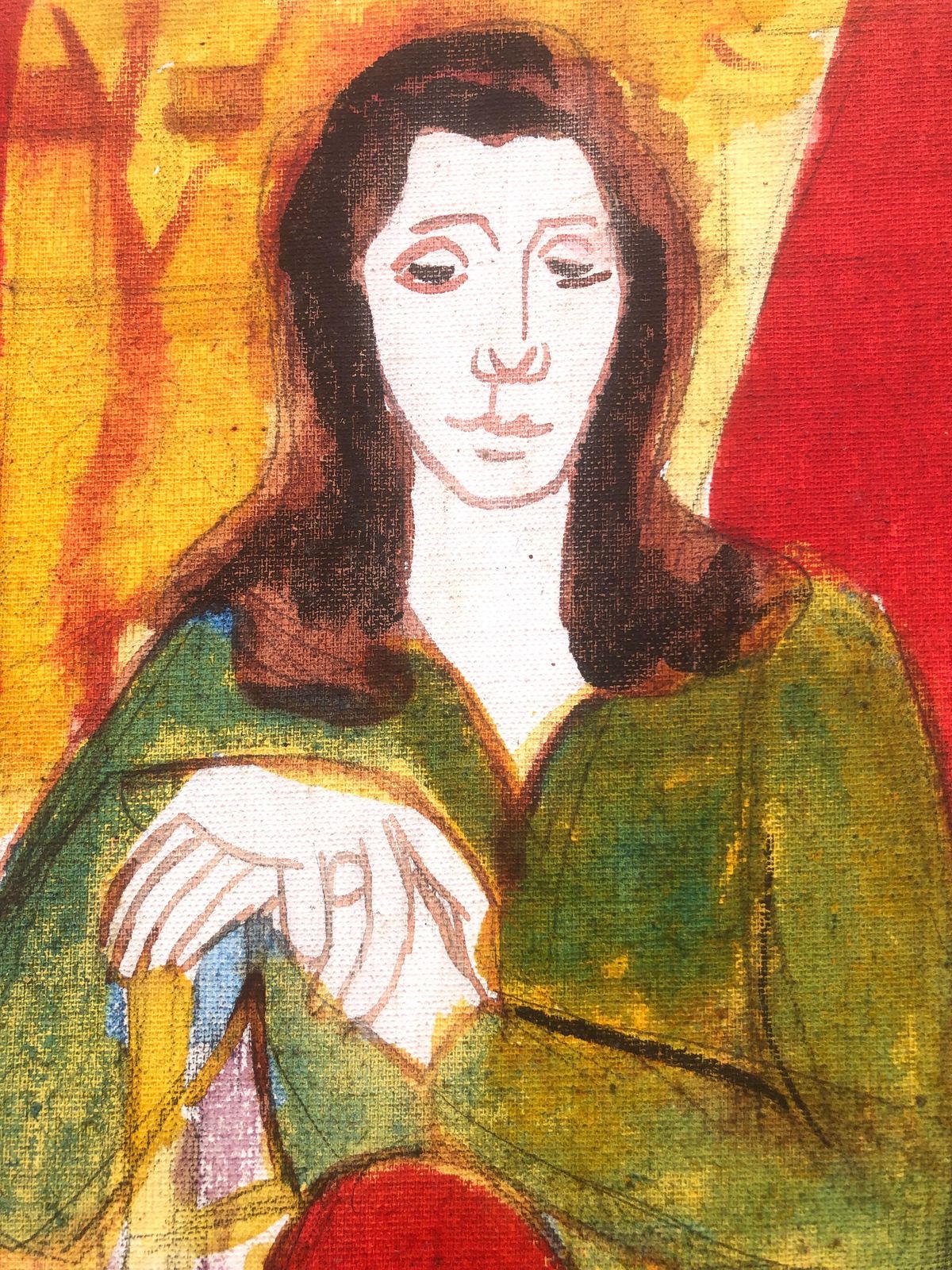 Jordi Curos Woman Posing Mixed Media Painting 1979 photo 300.0