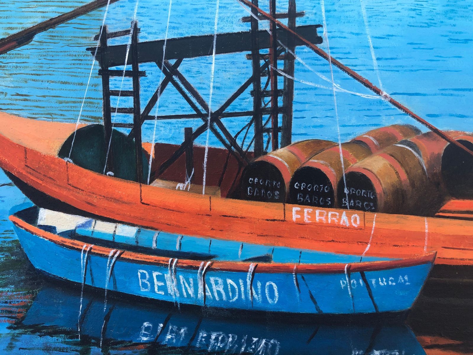 Onbekend Porto Portugal Olieverf Op Doek Zeegezicht Boten Porto 2010 photo vinterior