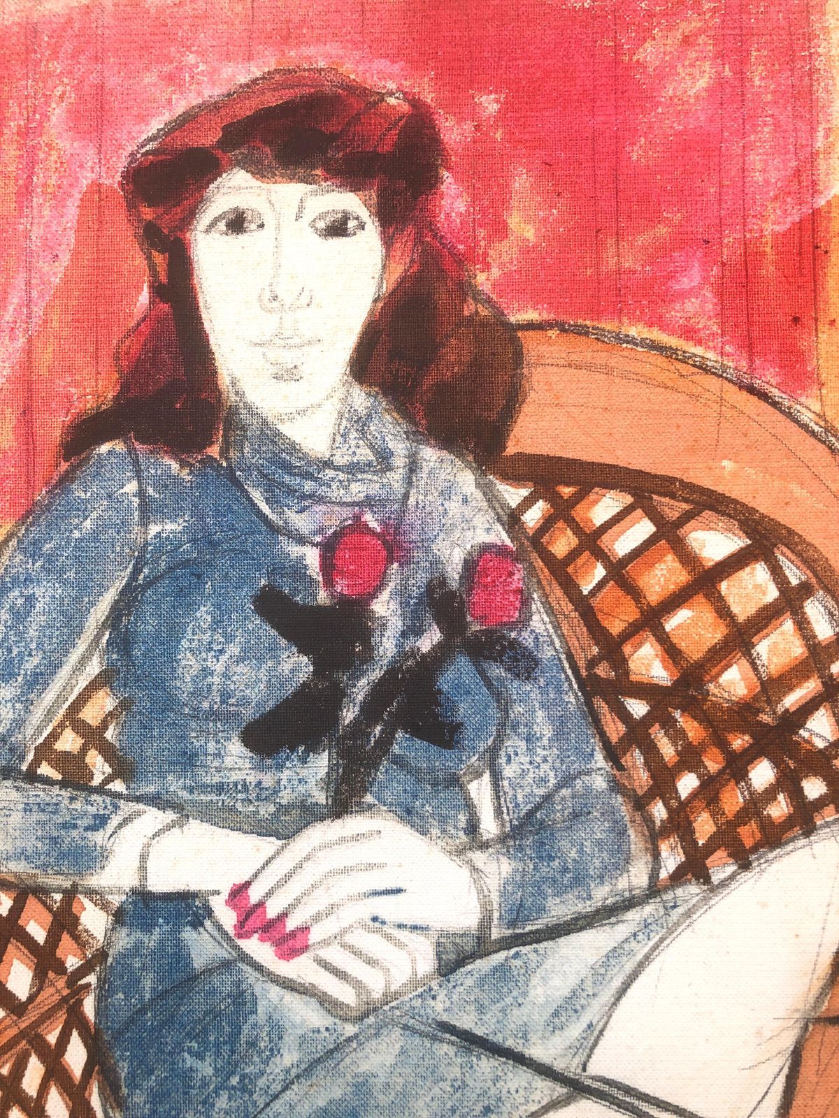Jordi Curos Woman Posing Mixed Media Painting 1979 photo Art