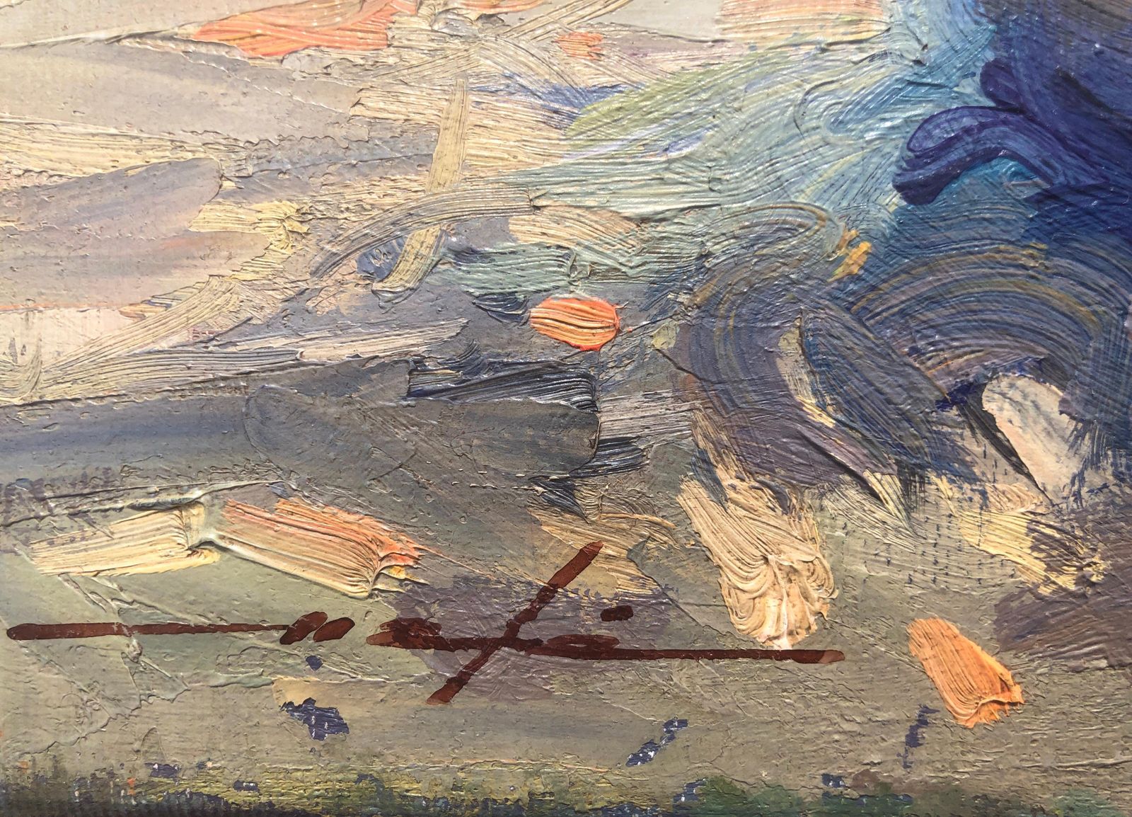 Josep Marfa Guarro Catalan Harbor Mediterranean Boats Post Impressionist Oil Painting Costa Brava 1990s photo furniture