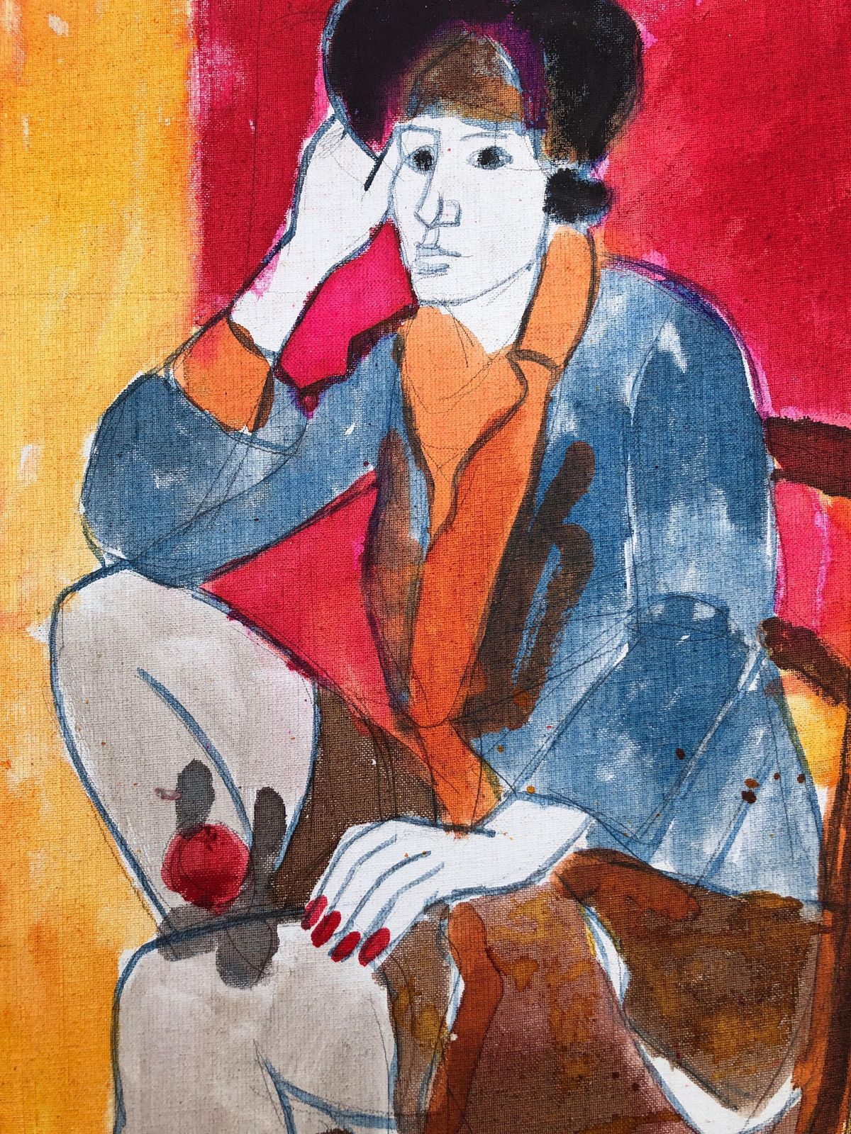 Jordi Curos Woman Posing Acrylic Painting 1979 photo 600.0