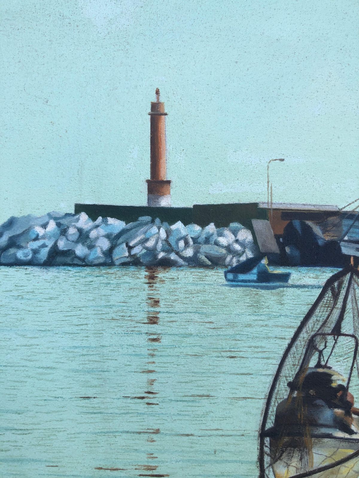 Unknown Boat Spain Oil On Canvas Painting Seascape Beach 1991 photo vinterior