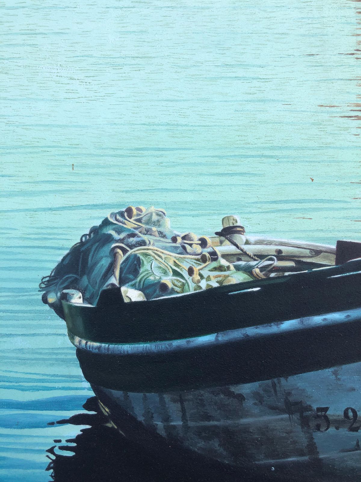 Unknown Boat Spain Oil On Canvas Painting Seascape Beach 1991 photo buy