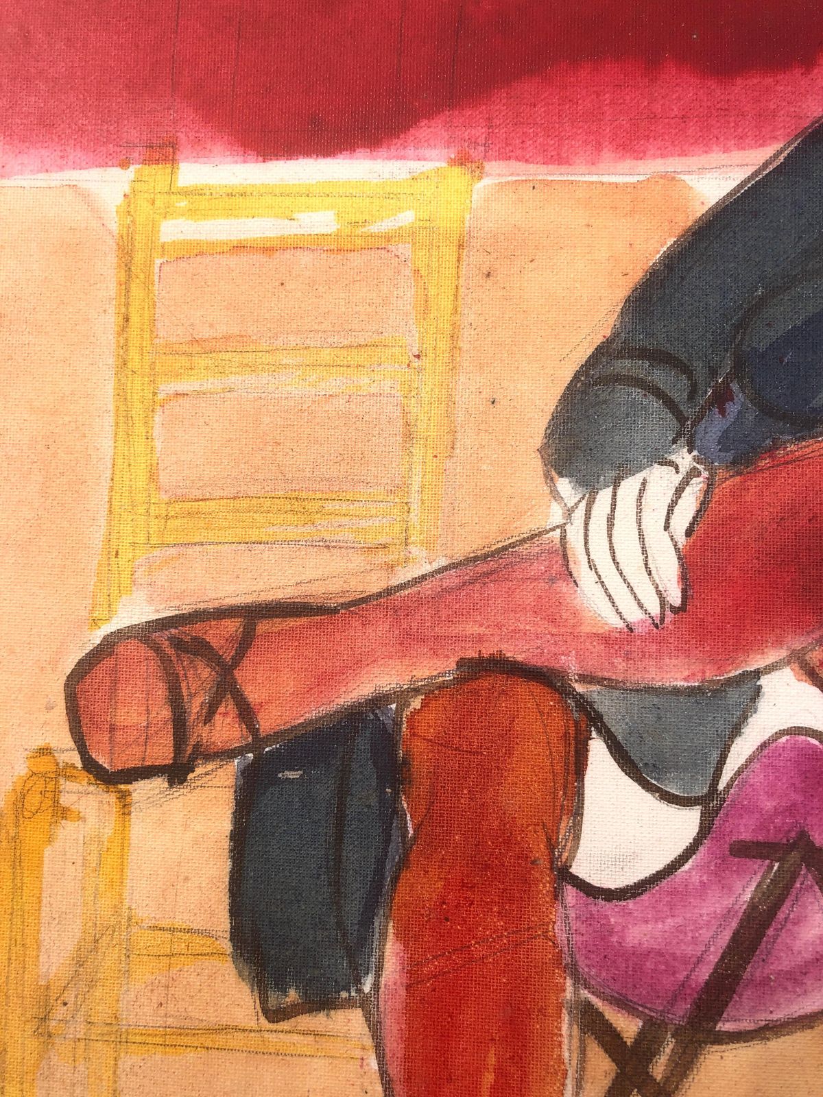 Jordi Curos Woman Posing Mixed Media Painting 1979 photo vinterior