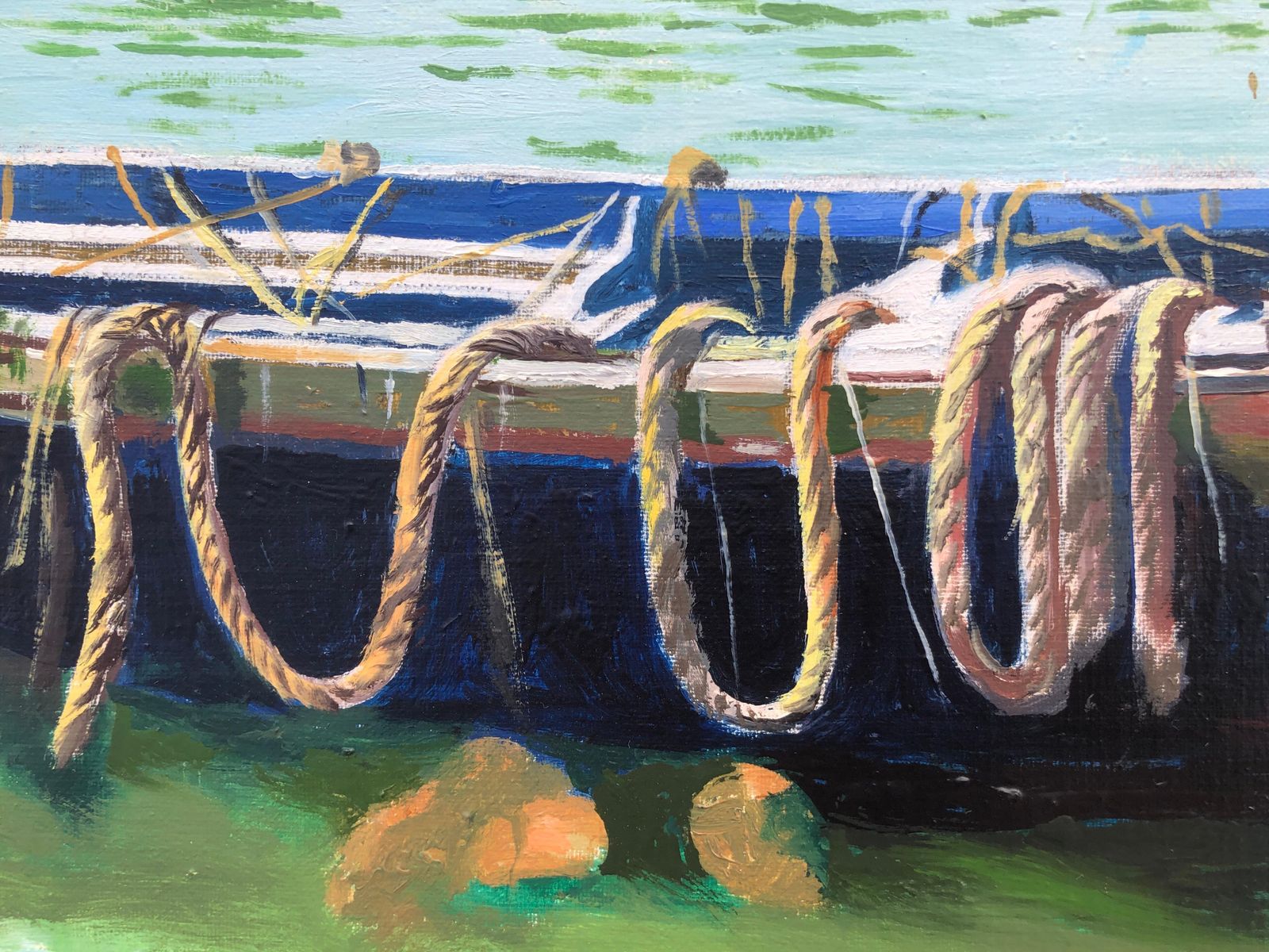 Unknown Fishing Port Essaouira Morocco Oil On Canvas Painting Seascape 2014 photo Art