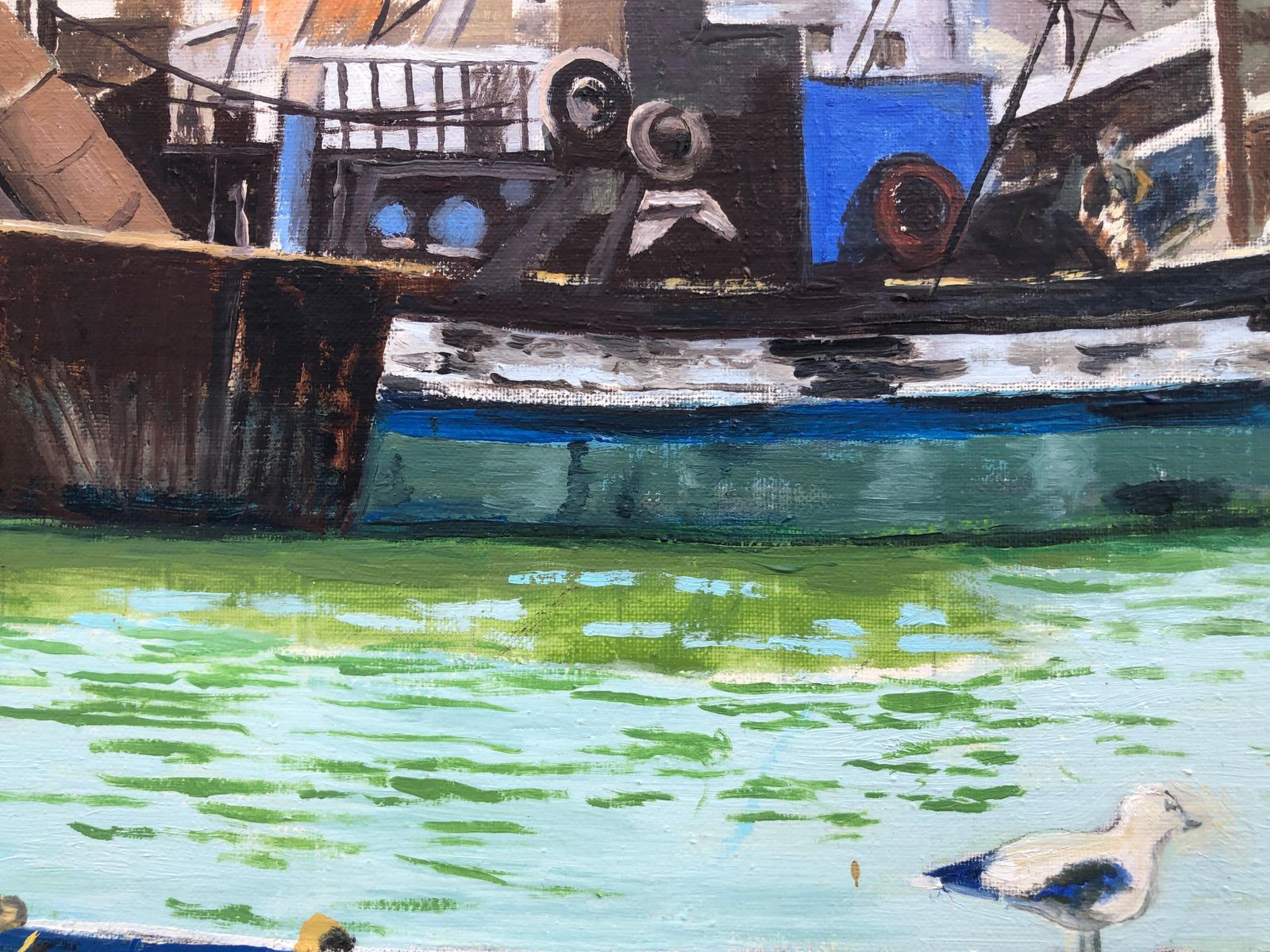 Unknown Fishing Port Essaouira Morocco Oil On Canvas Painting Seascape 2014 photo vinterior