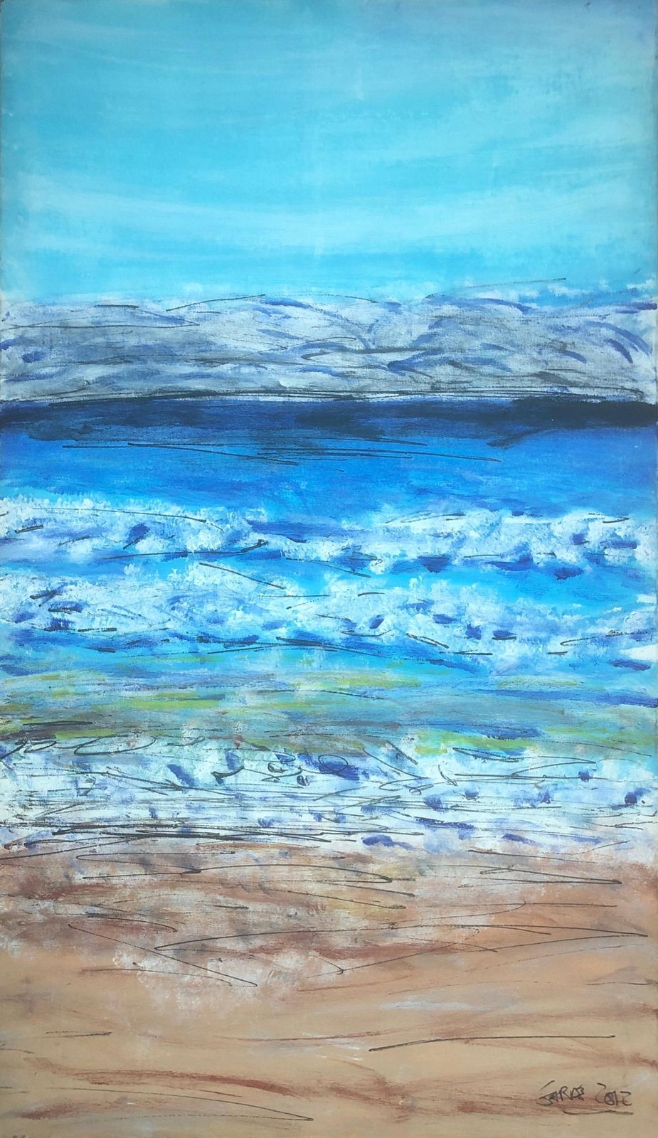 Unknown Beach Mediterranean Seascape Oil On Canvas Painting 2012