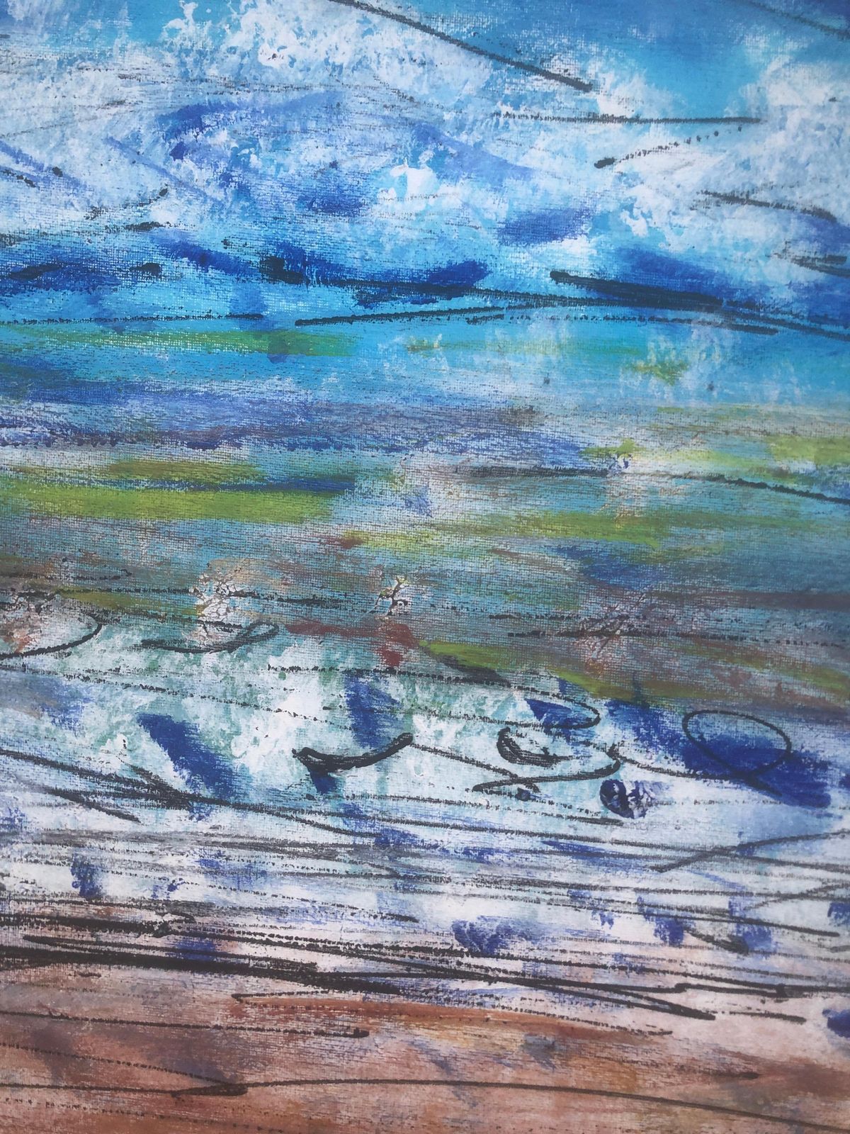 Unknown Beach Mediterranean Seascape Oil On Canvas Painting 2012 photo Art