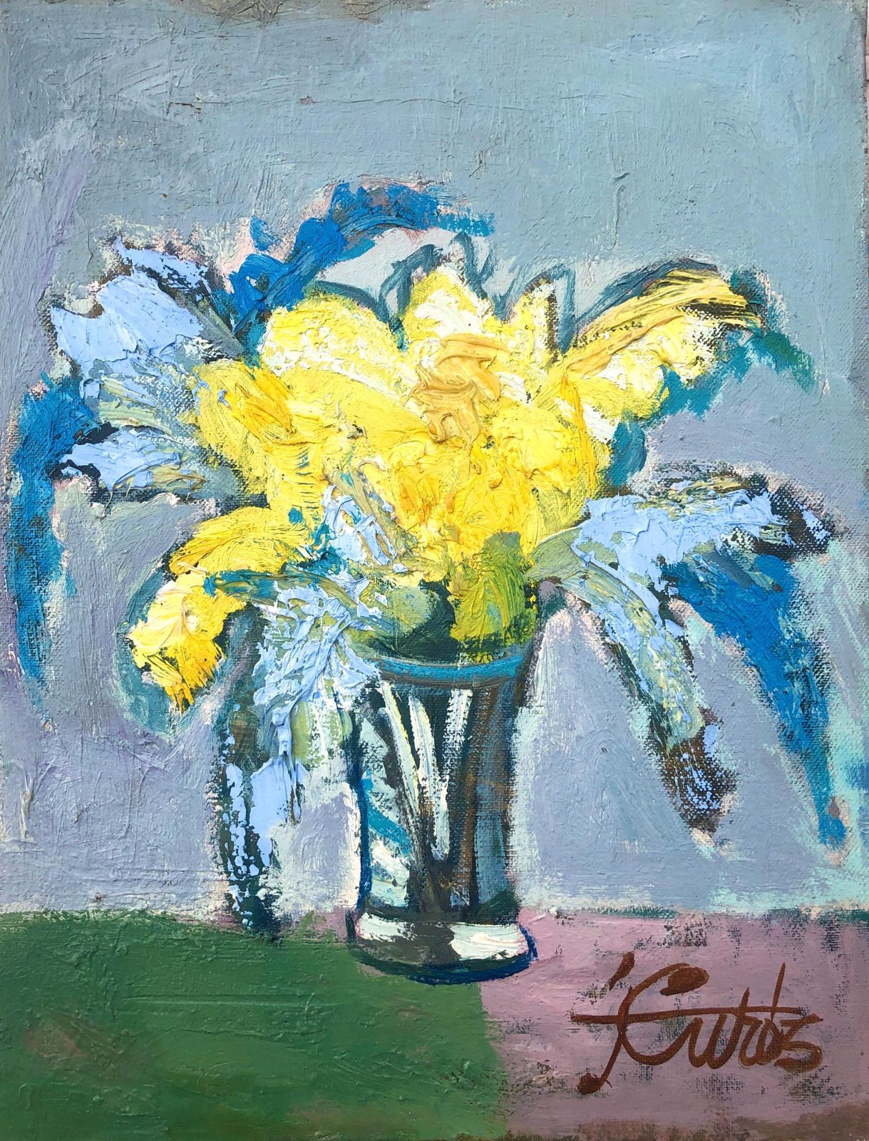 Jordi Curos – Stilleven Met Bloemen, Olieverf Op Doek, Fauvistisch, Ca. 1980