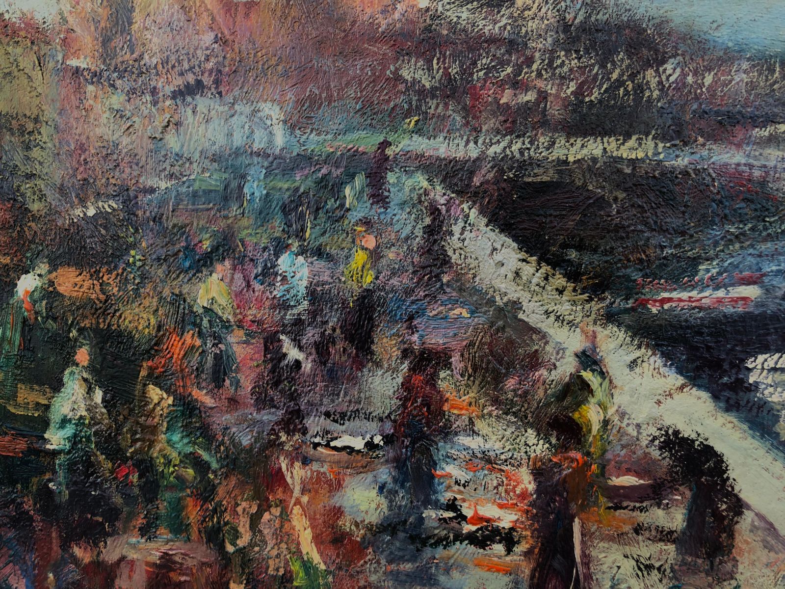 Rosendo Gonzalez Carbonell – Life By The Pier – Spaans Landschap – Olieverf Op Paneel – Ca. 1980 photo 500.0