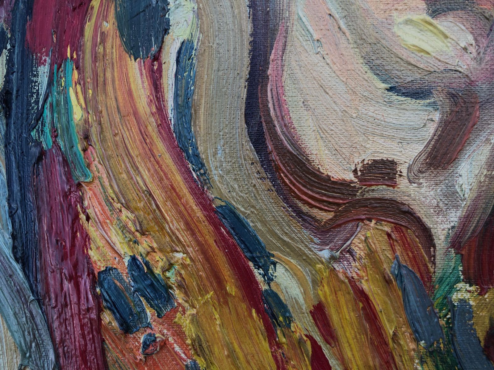 Joan Cruspinera Hippie Portrait Original Oil On Canvas Painting C.1980 photo vinterior