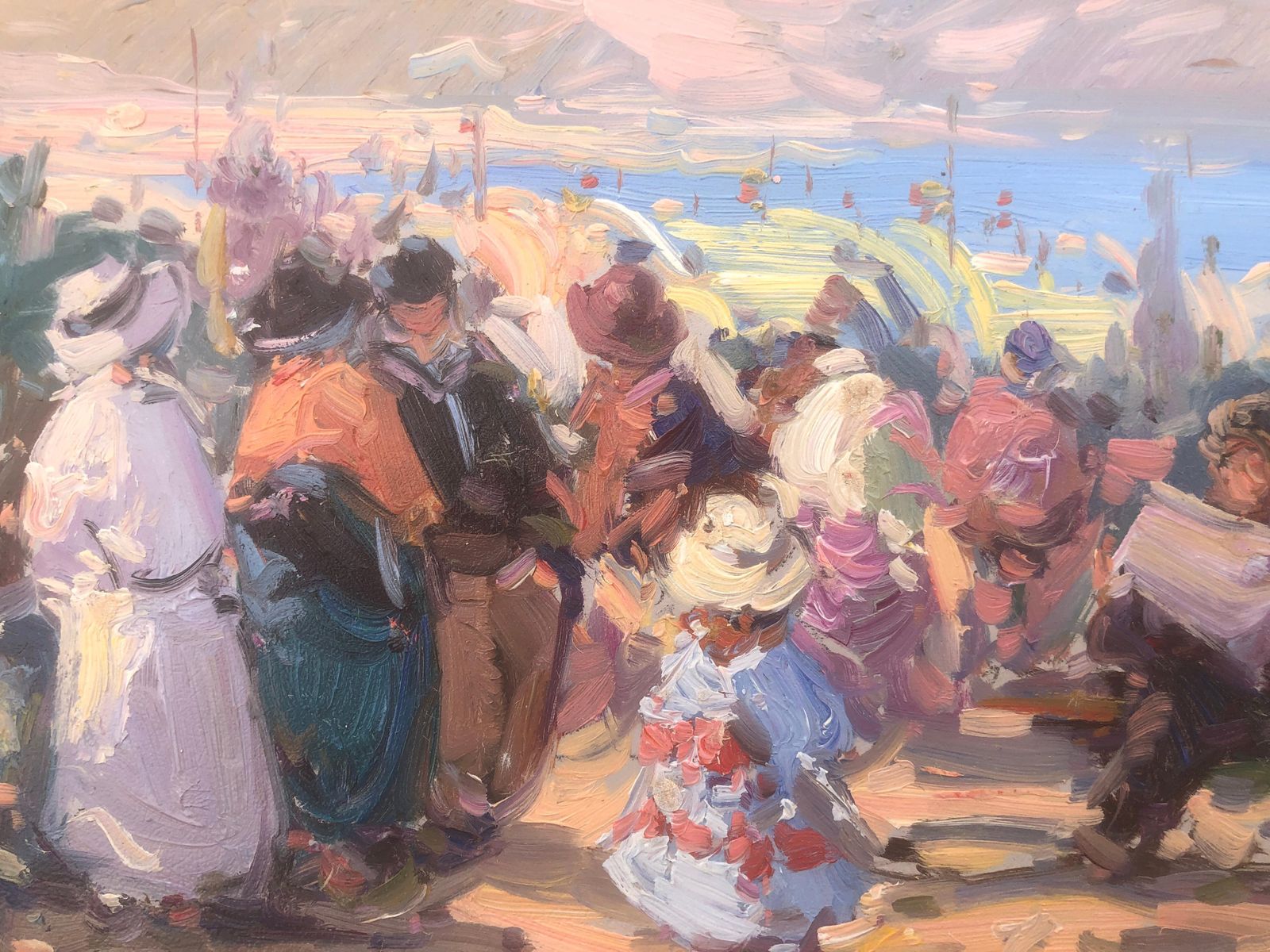 Gabriel Casarrubios Spanish Mediterranean Picnic Scene By The Sea Post Impressionist Oil Painting C.2000 photo Art