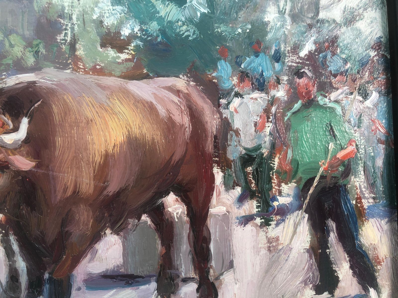 Juan Soler Spanish Bull Festival Scene Oil Painting Rural Post Impressionist Spain Europe C.2000 photo buy