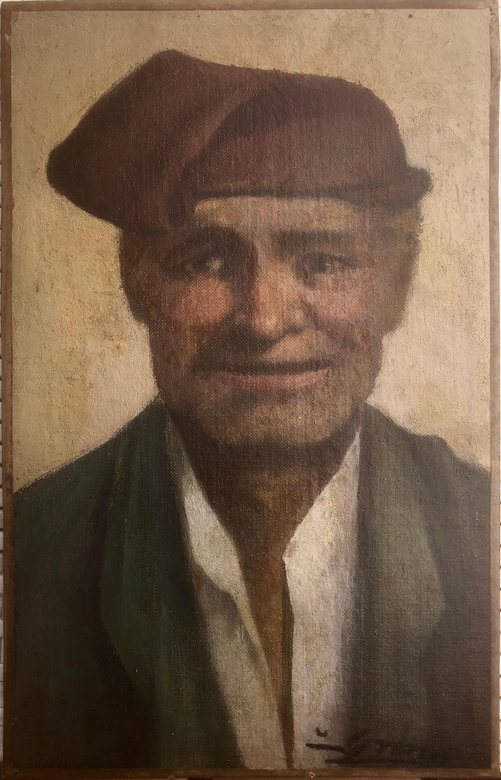 Catalan Peasant Oil On Canvas Painting Spanish C.1930