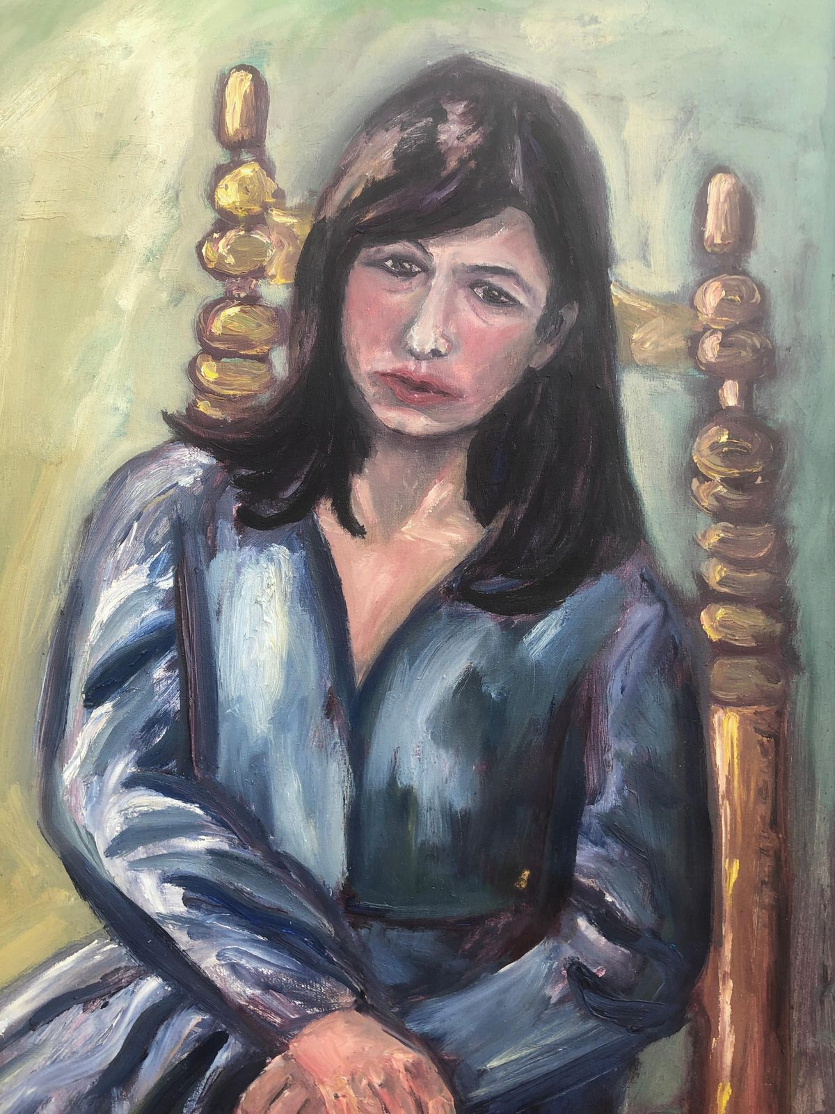 Pilar Margenat Mediterranean Woman In Blue Interior Portrait Spanish Post Impressionist Oil C.1975 photo buy
