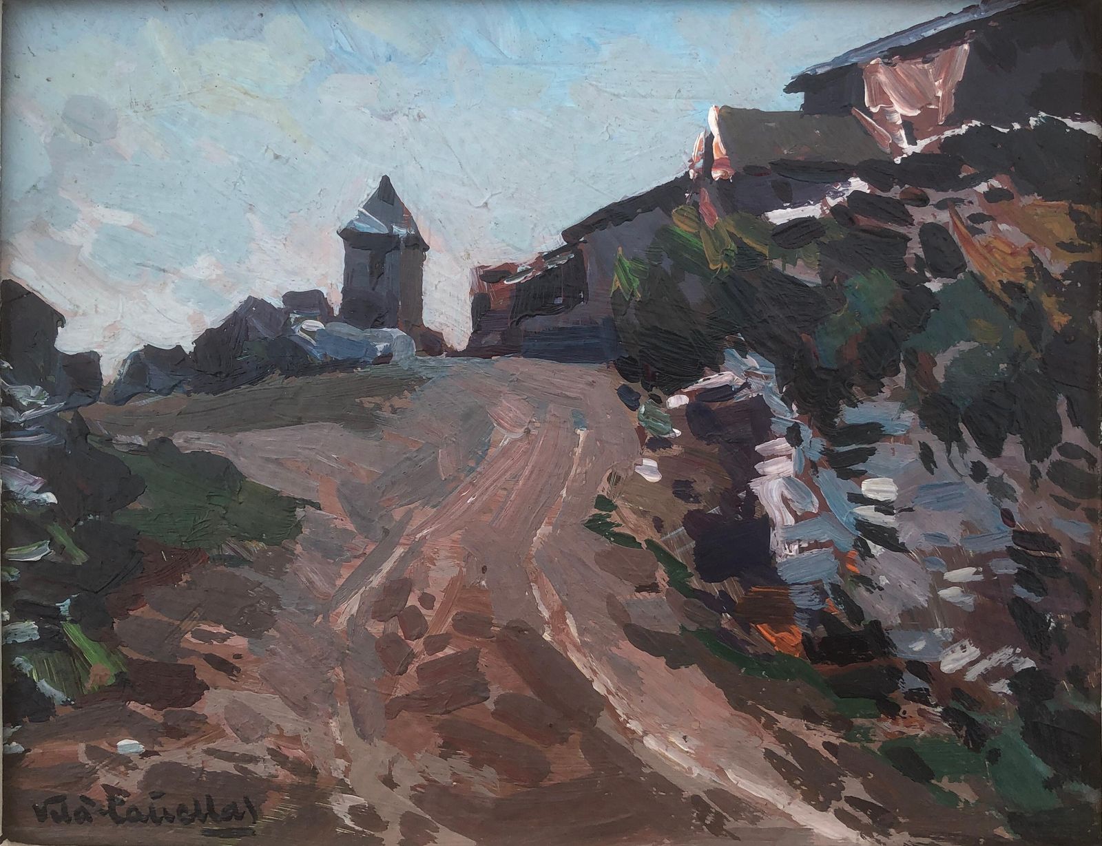 José María Vila Cañellas Canyelles Sitges Spain Landscape Original Oil On Board Painting 1973