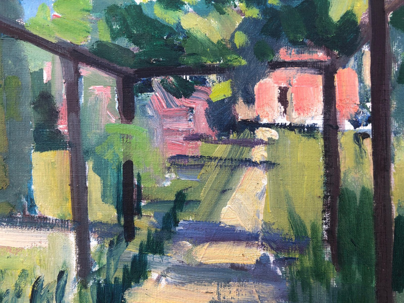 Rafael Duran Benet Light Through Pergolas Mediterranean Landscape Oil Painting C.1980 photo Art