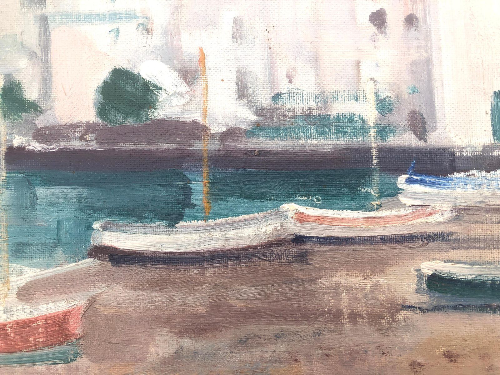 Rafael Duran Benet Cadaques Spain Oil Painting Spanish Mediterranean Seascape C.1990 photo for sale