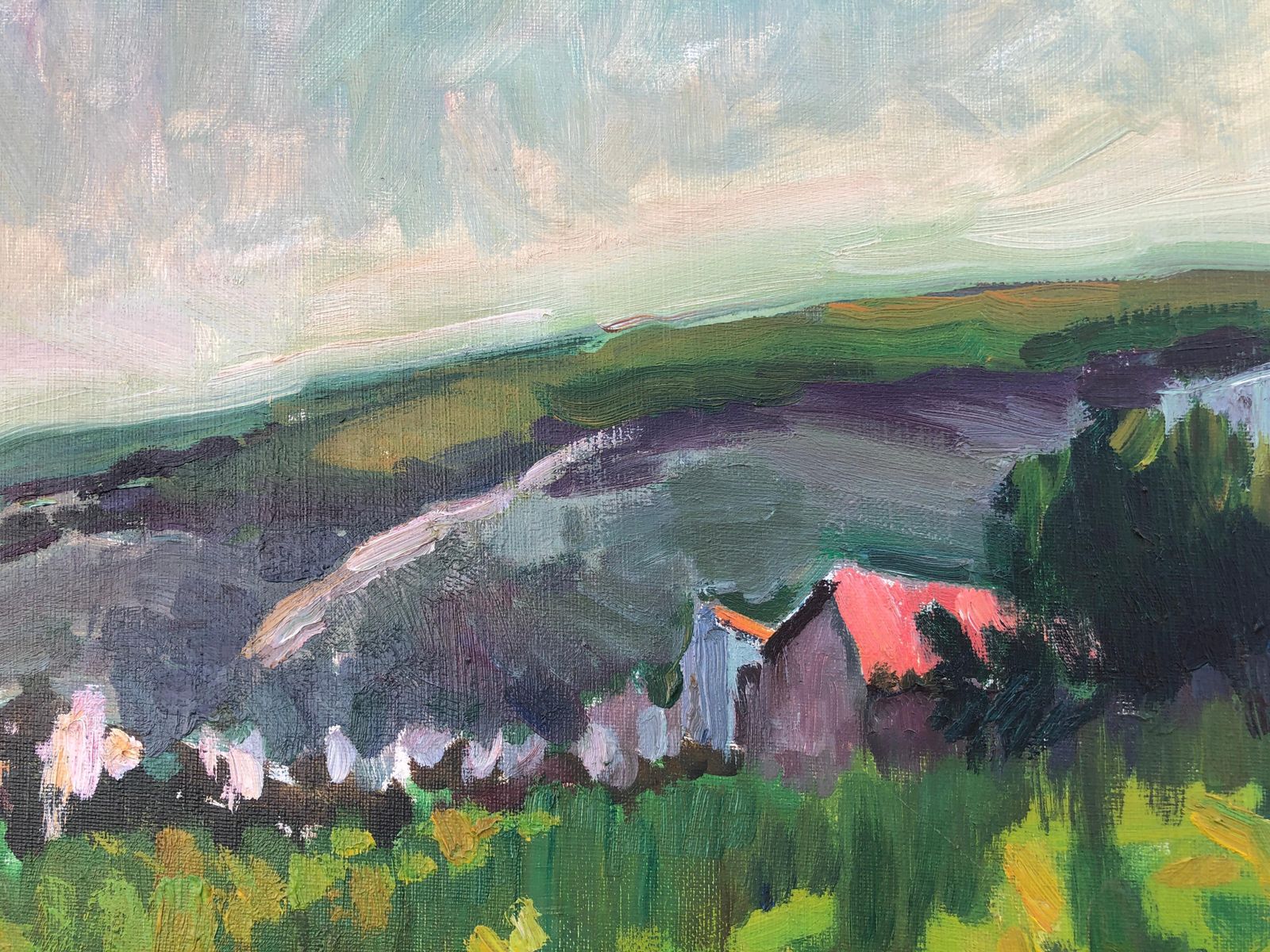 Frederic VIñals Teia Spain Oil On Canvas Painting Barcelona Spanish Landscape C.1980 photo 400.0