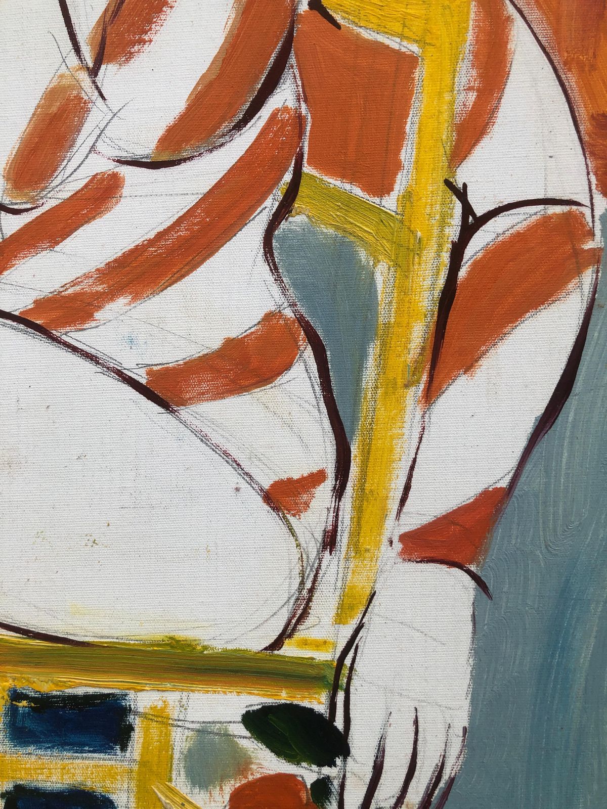 Jordi Curos Woman Posing Acrylic Painting C.1980 photo for sale