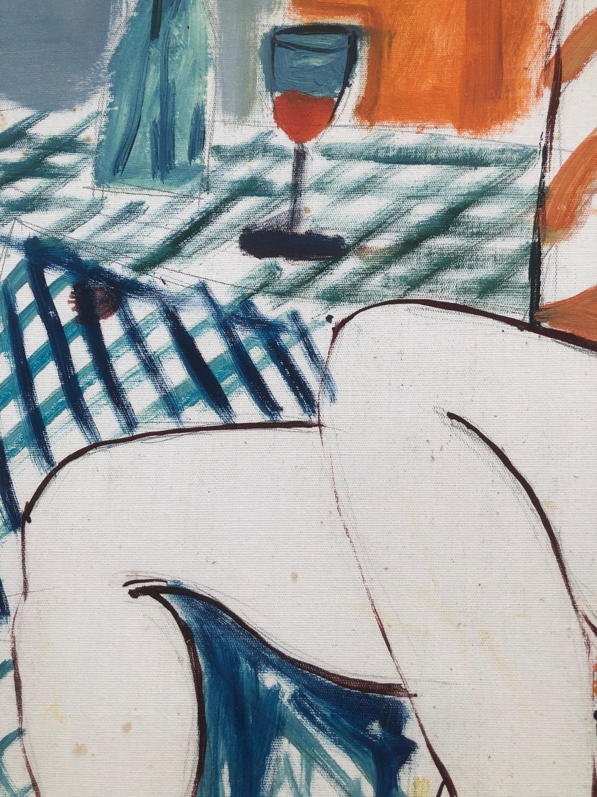 Jordi Curos Woman Posing Acrylic Painting C.1980 photo vinterior
