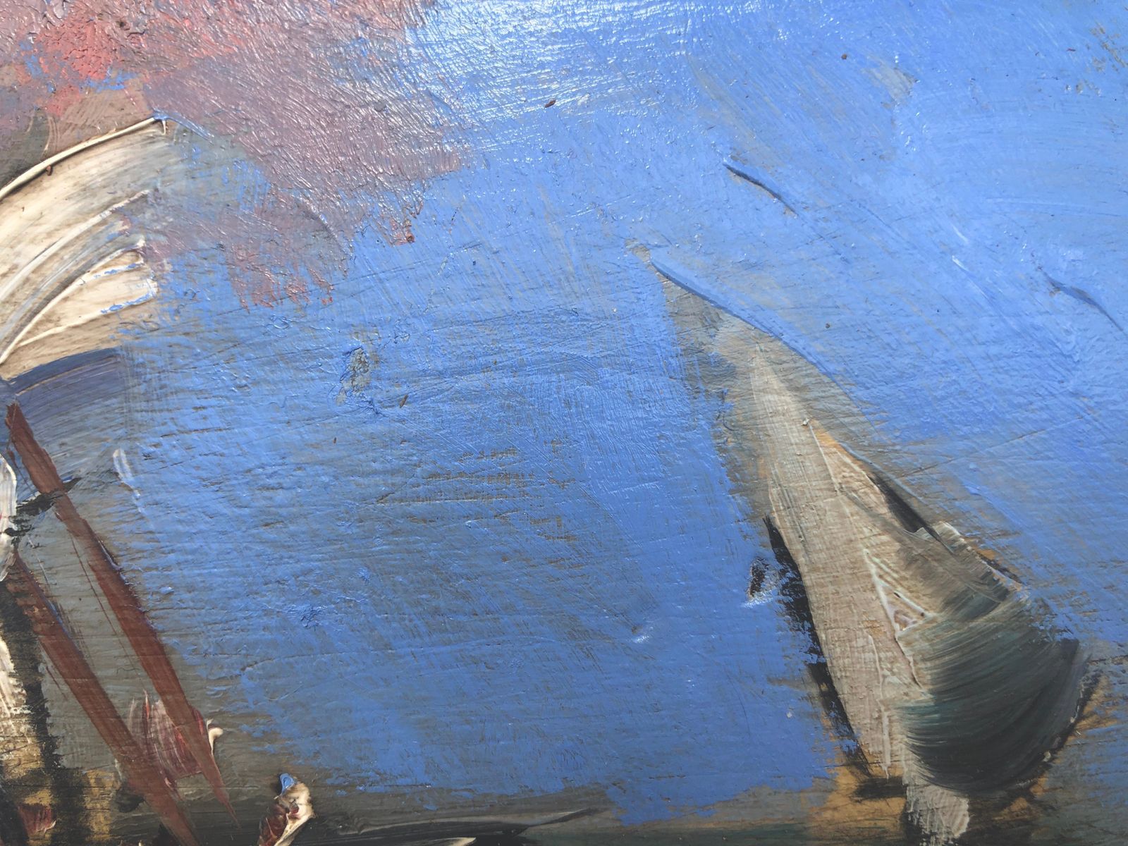 Joan Vives Maristany – Mediterraan Havengezicht Met Zeilboten, Impressionistisch Kustlandschap, Olieverf Op Paneel, Ca. 1990 photo vinterior