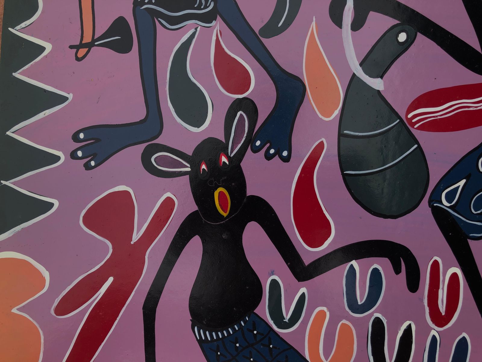 George Lilang Aafrican Tribal Dance Acrylic On Board Painting 2000 photo for sale