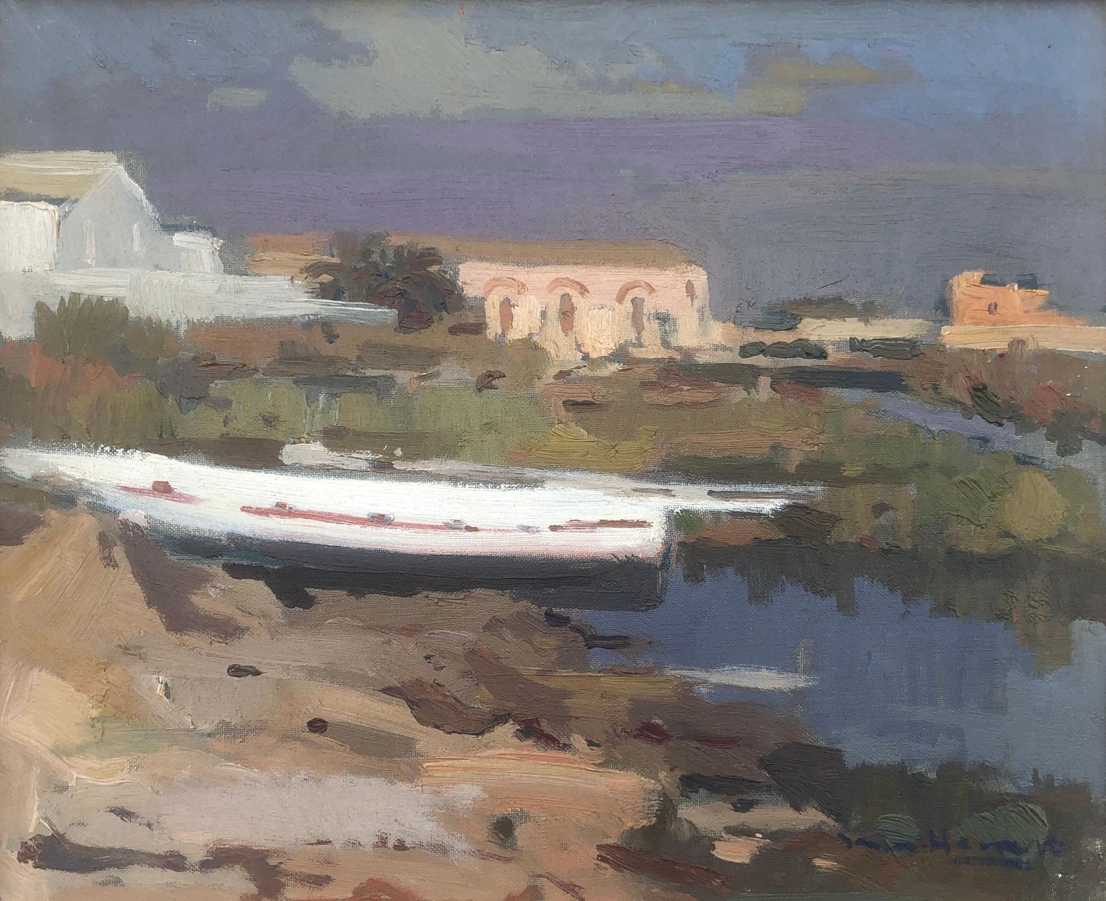 Antonio Sala Herrero Sant Carles De La Rapita Spanje Olieverf Op Doek Schilderij Landschap Zeegezicht 1979