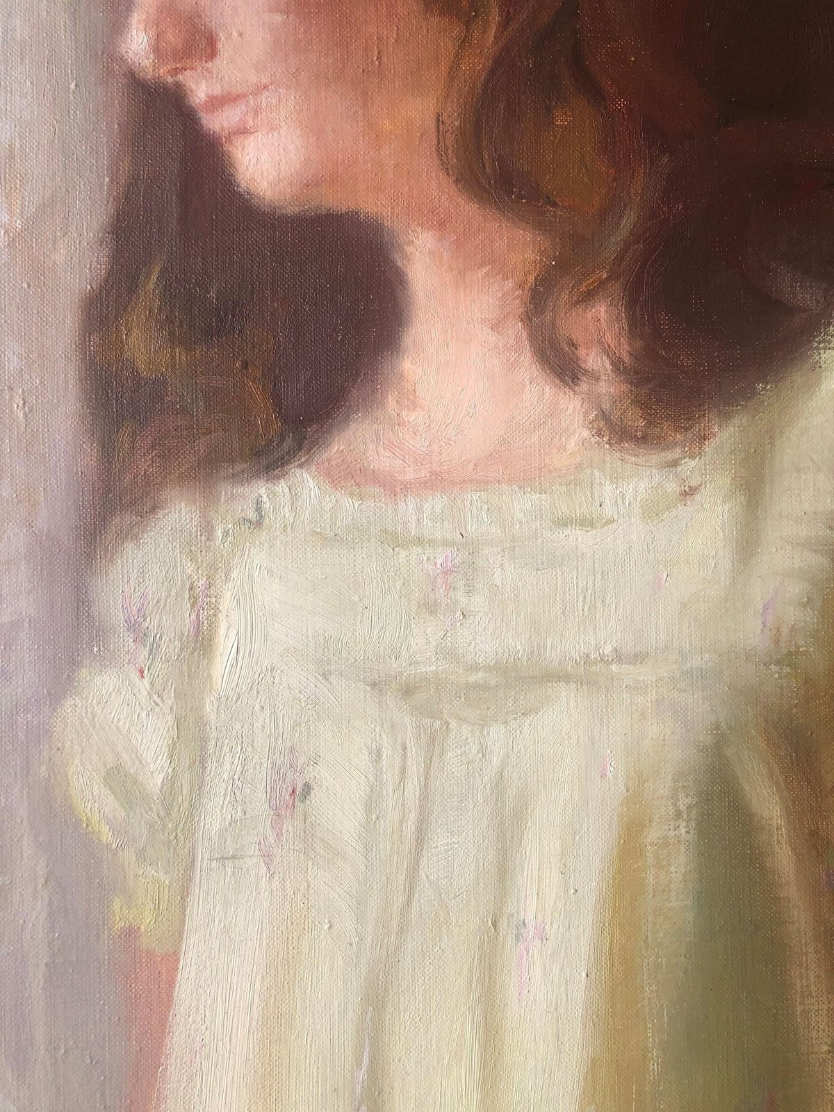 Pascual Bueno Ferrer Large Mid Century Spanish Female Portrait Oil Painting, Romantic Figurative Art photo 500.0