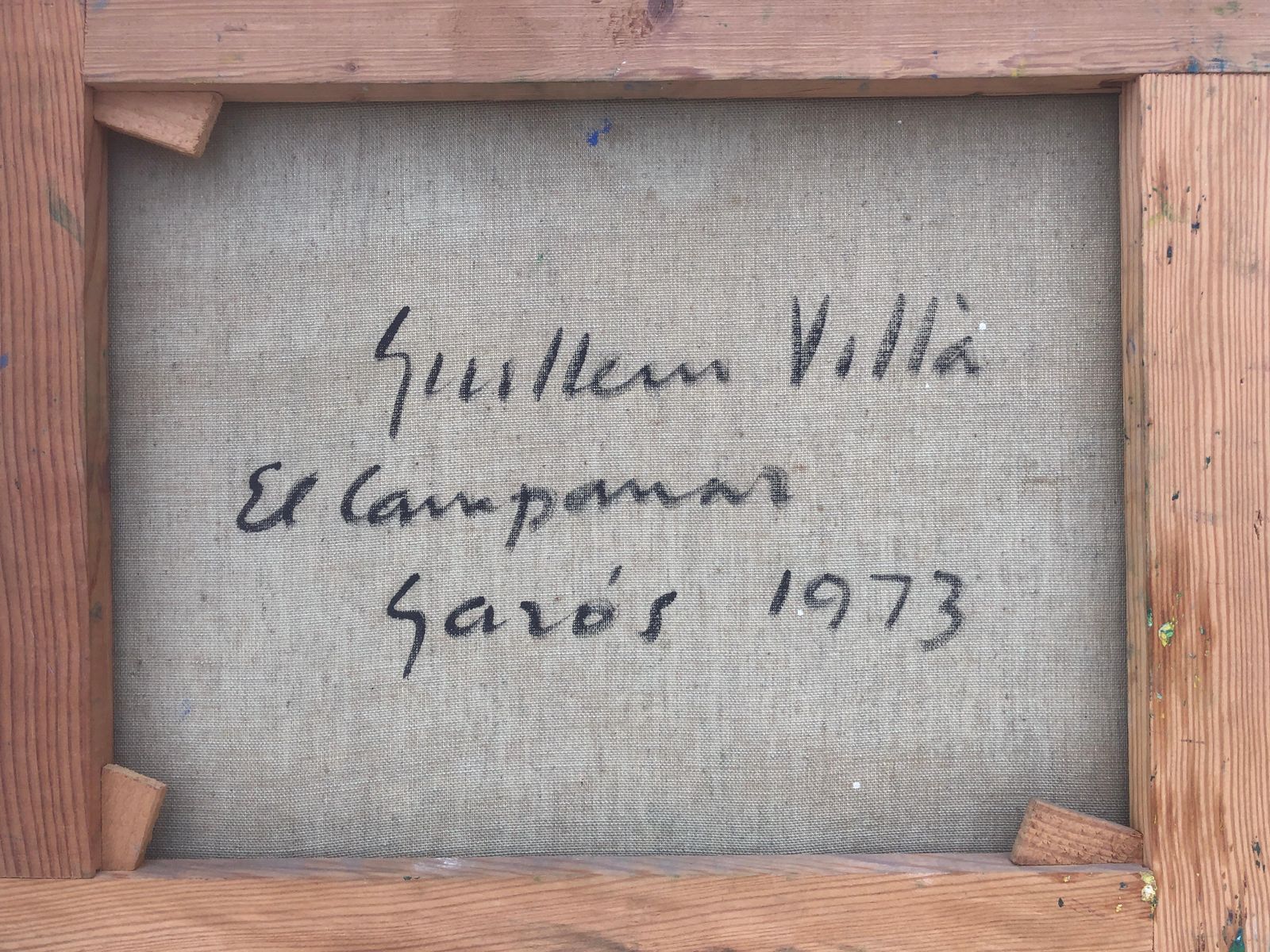 Guillem Villà Bassols Post Impressionist Pyrenees Village Church Tower Landscape Spain Oil Painting 1973 photo vintage