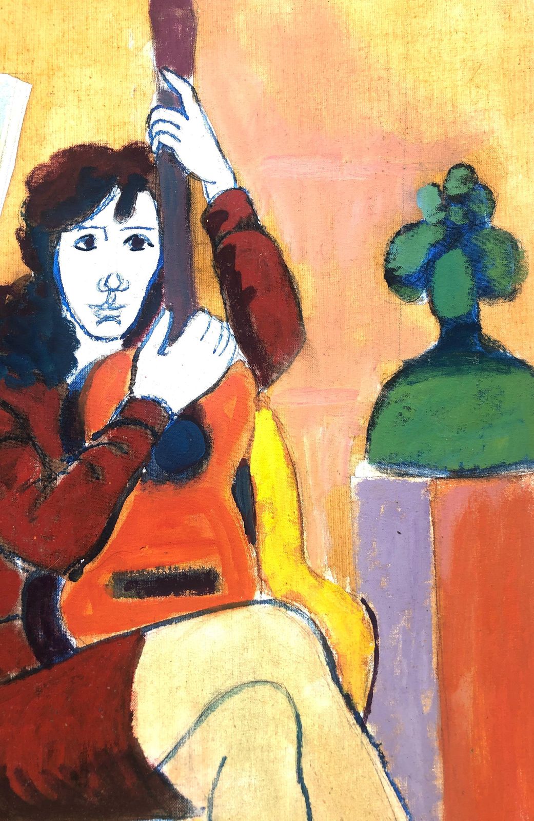 Jordi Curos Woman Posing With Guitar Acrylic Painting 1979 photo 400.0