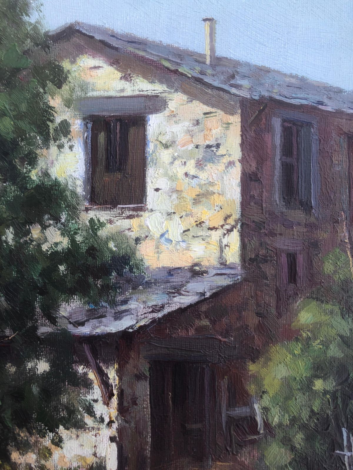 Rafael Batalle Mallarach Catalan Farmhouse Spain Oil On Canvas Painting 1986 photo vinterior