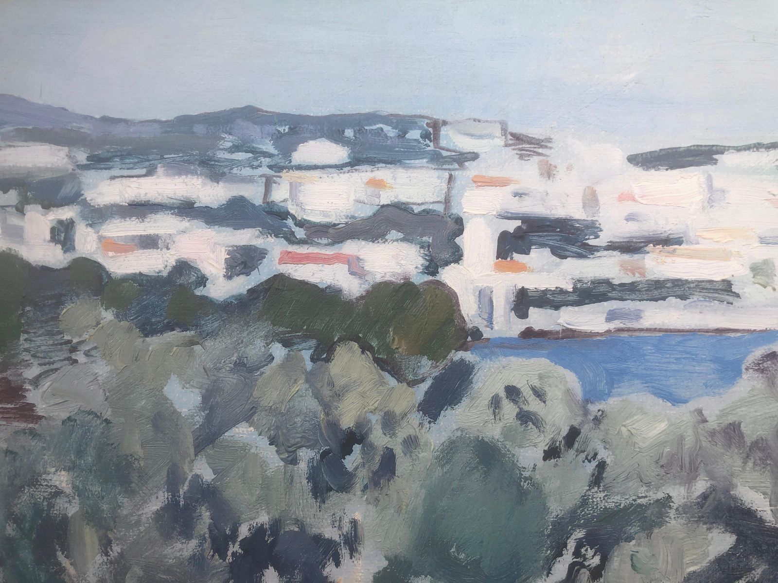 Rafael Duran Benet Cadaques Spanish Landscape Oil On Canvas Painting Spain Mediterranean C.1990 photo 900.0