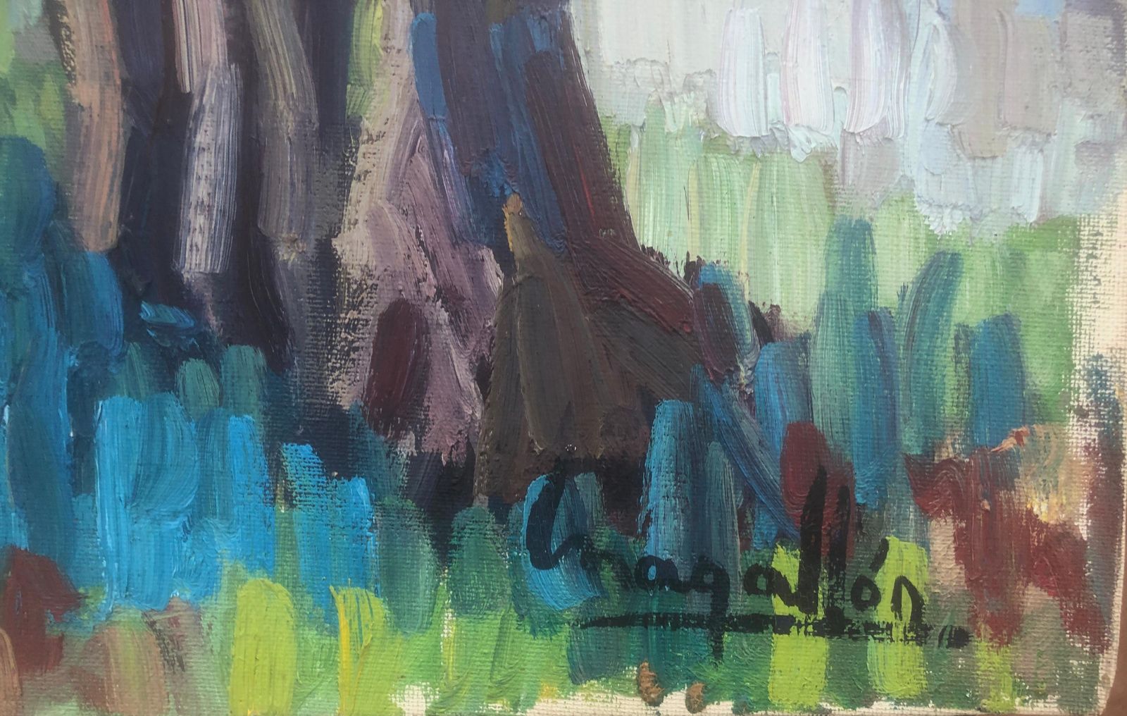 Benito Magallon Spanish Landscape Post Impressionism Oil On Canvas Painting Spain Europe C.1980 photo furniture