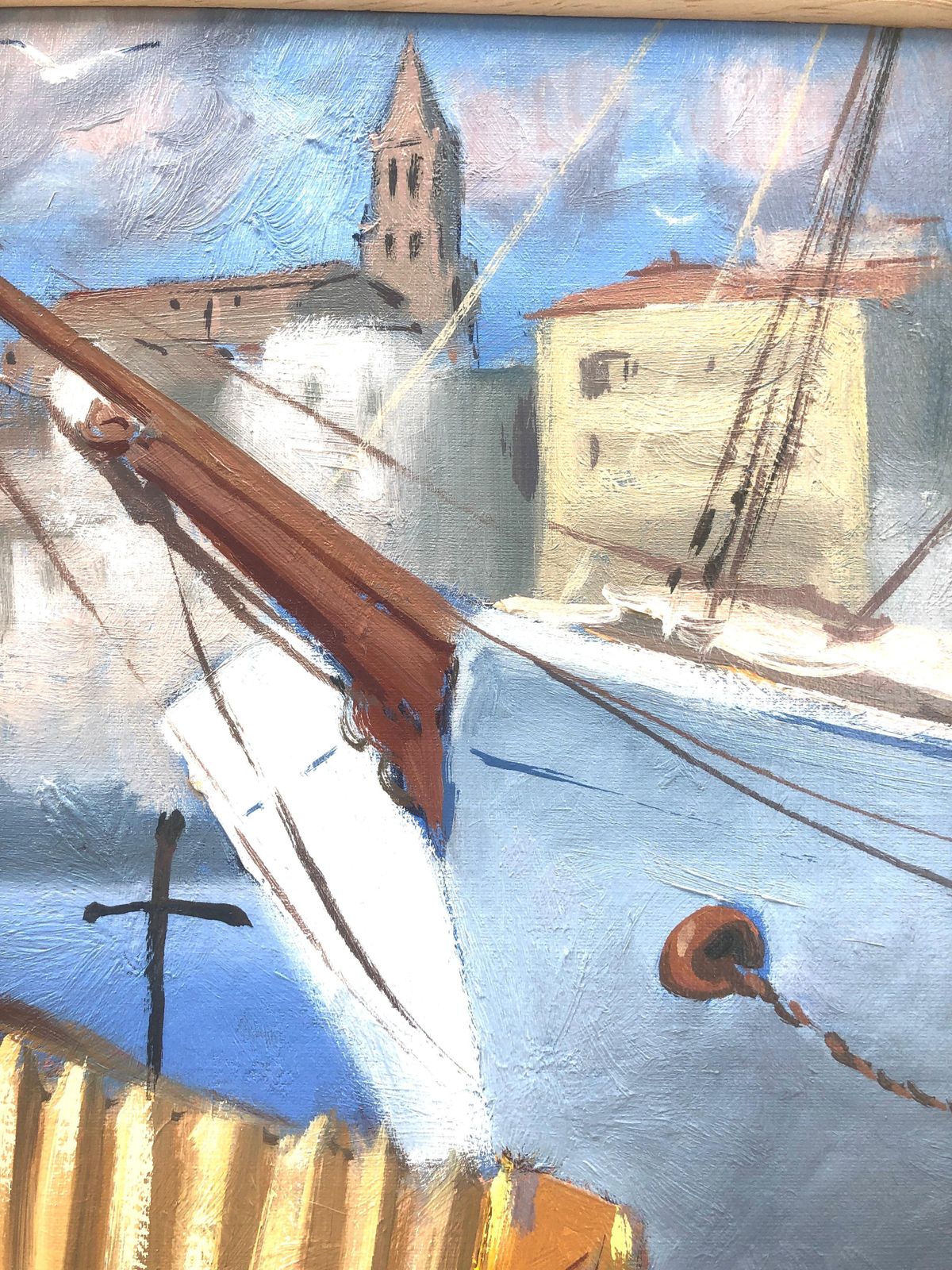 Albert Roca Mediterranean Fisherman Playing Accordion Harbor Figurative Oil Painting Europe 1990s photo buy