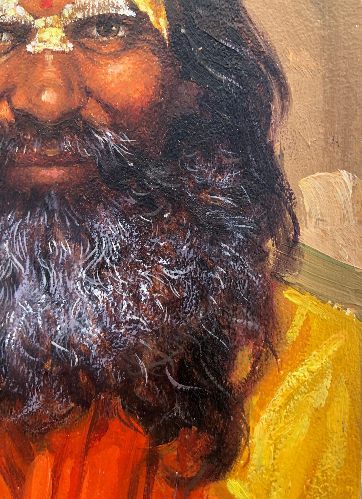 Fernando Fernandez Sadhu Wise Indian Oil On Board Painting India C.2000 photo for sale
