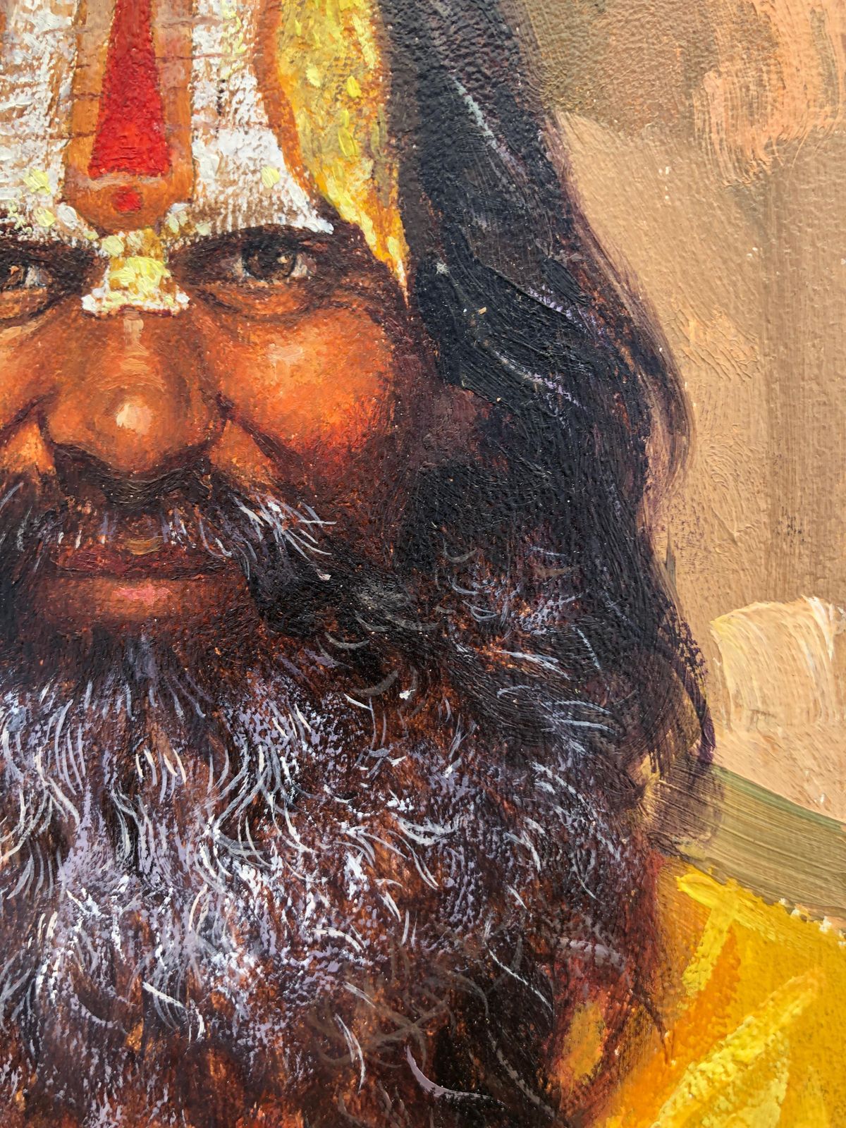 Fernando Fernandez Sadhu Wise Indian Oil On Board Painting India C.2000 photo Art