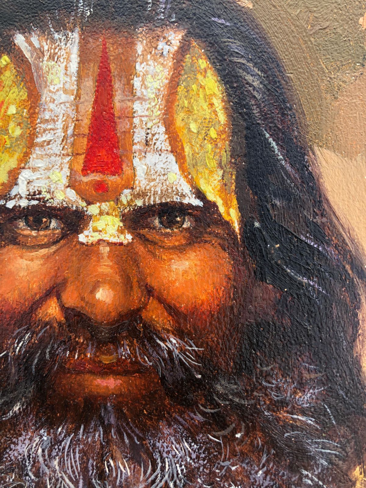 Fernando Fernandez Sadhu Wise Indian Oil On Board Painting India C.2000 photo 700.0