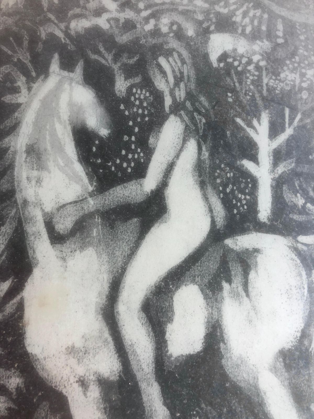 Rafael Duran Benet Dreamlike Surrealist Landscape Nude Figures White Horse Symbolic Mediterranean 1976 photo Art