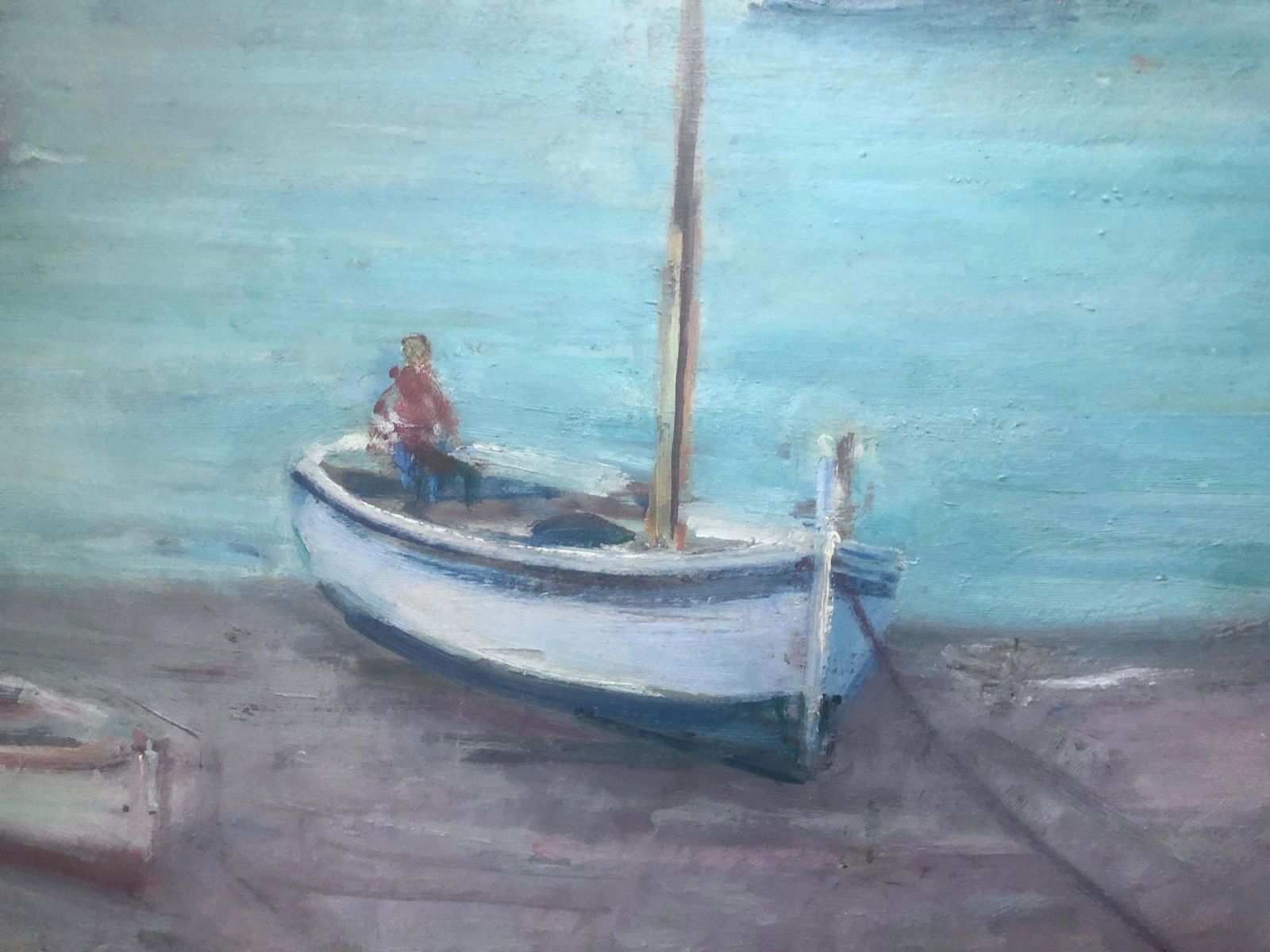 Rafael Duran Benet Cadaques Oil On Board Painting Spain Spanish Seascape C.1990 photo for sale