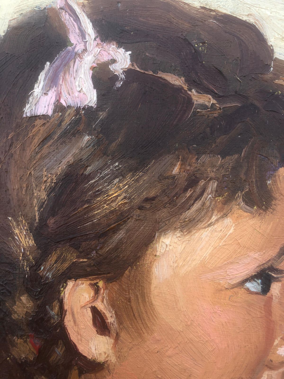 Jose Miret Aleu Girl In Profile Oil On Canvas Painting 1943 photo vinterior