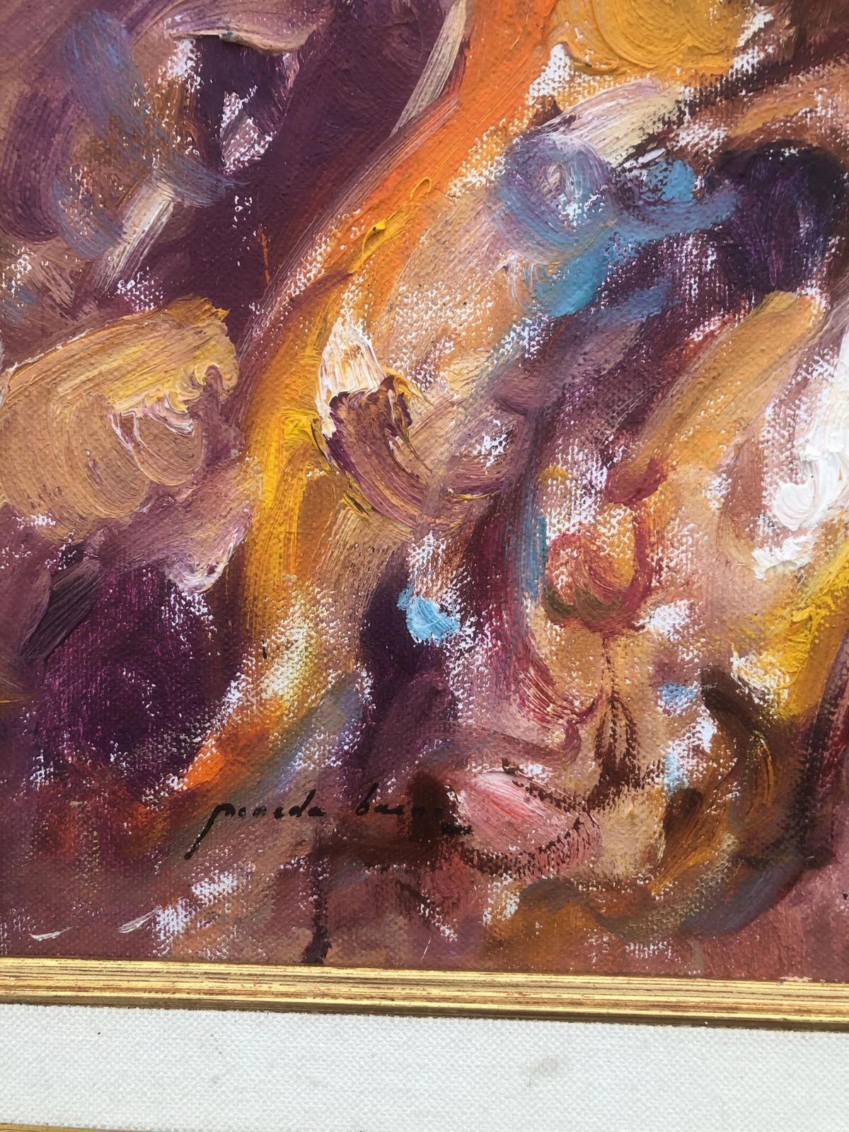 Jose Antonio Pineda Bueno Woman By The Sea Oil On Canvas Painting Mediterranean C.2000 photo for sale