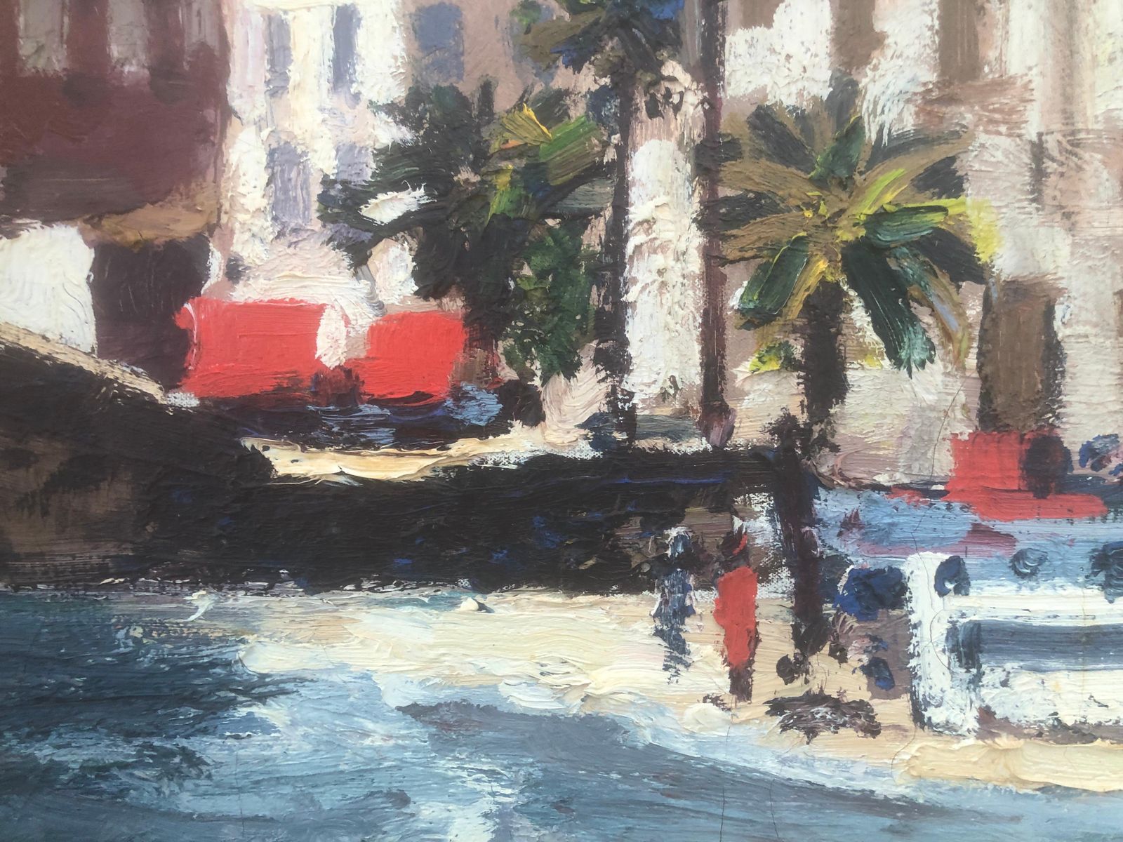 Jordi Pagans Montsalvatje – Zeegezicht Van Sitges, Spanje – Olieverf Op Doek – Mediterraan – 1972 photo Kunst